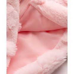 Babyhug Woven Front Open Fur Hoodie with Full Sleeves and Heart Design - Pink