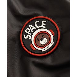 Babyhug Woven Hooded Jacket With Space Theme Applique - Black