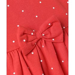 Babyhug Single Jersey Knit Half Sleeves Floral & Polka Dots Printed Frocks With Bow Applique Pack Of 2 - Red & White