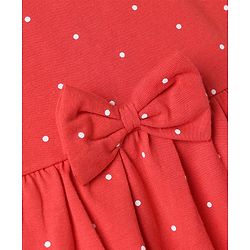 Babyhug Single Jersey Knit Half Sleeves Floral & Polka Dots Printed Frocks With Bow Applique Pack Of 2 - Red & White