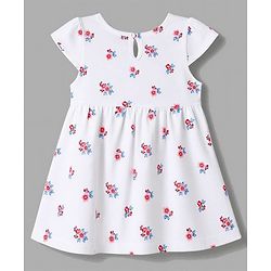 Babyhug Single Jersey Knit Half Sleeves Floral & Polka Dots Printed Frocks With Bow Applique Pack Of 2 - Red & White