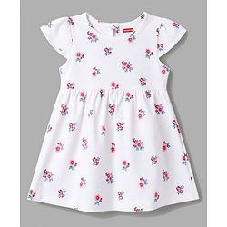 Babyhug Single Jersey Knit Half Sleeves Floral & Polka Dots Printed Frocks With Bow Applique Pack Of 2 - Red & White