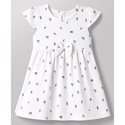 Babyhug Single Jersey Cotton Knit Cap Sleeve Frocks With Floral Print Pack of 2 - Yellow & White