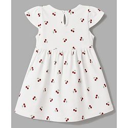 Babyhug Single Jersey Knit Half Sleeves Floral & Polka Dots Printed Frocks With Bow Applique Pack Of 2 - Red & White