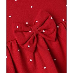 Babyhug Single Jersey Knit Half Sleeves Floral & Polka Dots Printed Frocks With Bow Applique Pack Of 2 - Red & White