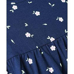 Babyhug Single Jersey Knit Half Sleeves Floral Printed Frocks With Bow Applique Pack Of 2 - Navy Blue & Dark Pink