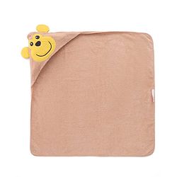 Babyhug Cotton Knit Microfiber Hooded Towel With Money Applique L 72 x B 71 cm - Brown