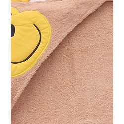 Babyhug Cotton Knit Microfiber Hooded Towel With Money Applique L 72 x B 71 cm - Brown