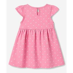 Babyhug Single Jersey Knit Half Sleeves Bow & Floral Printed Frock With Bow Applique Pack of 2 - Pink & Navy Blue