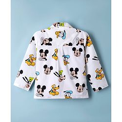 Babyhug Disney 100% Cotton Poplin Woven Full Sleeves Co-ord Shirt & Pajama Night Suit with Mickey Mouse and Friends Graphic Print - White