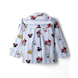 Babyhug Disney 100% Cotton Woven Full Sleeve Co-ord Shirt & Pyjama Night Suit with Minnie Mouse in Blue