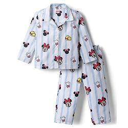 Babyhug Disney 100% Cotton Woven Full Sleeve Co-ord Shirt & Pyjama Night Suit with Minnie Mouse in Blue