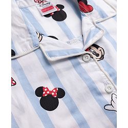 Babyhug Disney 100% Cotton Woven Full Sleeve Co-ord Shirt & Pyjama Night Suit with Minnie Mouse in Blue
