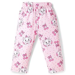 Babyhug Disney Poplin Woven Full Sleeves Shirt & Pyjama Co-ords Night Suit With Marie Graphic - Pink