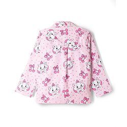 Babyhug Disney Poplin Woven Full Sleeves Shirt & Pyjama Co-ords Night Suit With Marie Graphic - Pink