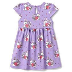 Babyhug Cotton Knit Half Sleeves Frocks with Bunny & Polka Dots Print Pack of 2 - Red & Lilac