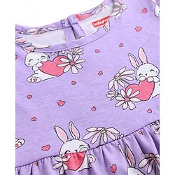 Babyhug Cotton Knit Half Sleeves Frocks with Bunny & Polka Dots Print Pack of 2 - Red & Lilac