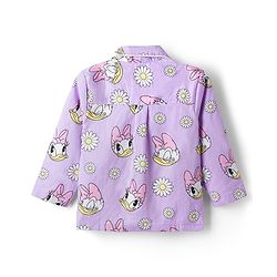 Babyhug Disney Poplin Woven Full Sleeves Front Open Shirt & Pyjama Night Suit with Daisy Duck Print - Lilac