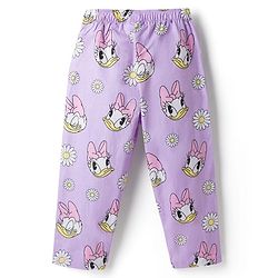 Babyhug Disney Poplin Woven Full Sleeves Front Open Shirt & Pyjama Night Suit with Daisy Duck Print - Lilac