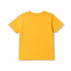 Babyhug 100% Cotton Knit Half Sleeves T-Shirt & Striped Shorts Night Suit with Crocodile & Cub Print - Yellow