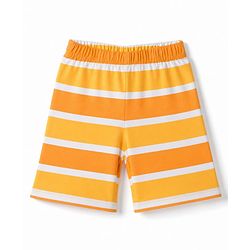 Babyhug 100% Cotton Knit Half Sleeves T-Shirt & Striped Shorts Night Suit with Crocodile & Cub Print - Yellow