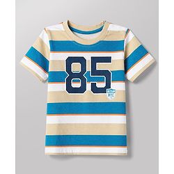 Babyhug Cotton Knit Half Sleeves Short Set With Varsity Print - Blue