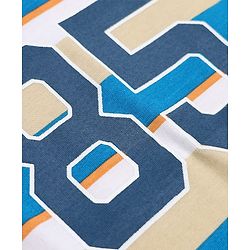 Babyhug Cotton Knit Half Sleeves Short Set With Varsity Print - Blue