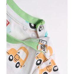 Babyhug 100% Cotton Knit Half Sleeves Co-Ords T-Shirt & Short Night Suit with Vehicle Print - White