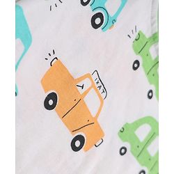 Babyhug 100% Cotton Knit Half Sleeves Co-Ords T-Shirt & Short Night Suit with Vehicle Print - White