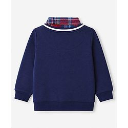 Babyhug 100% Cotton Terry Knit Full Sleeves Heavy Gauge Sweatshirt With Santa Claus Applique - Blue