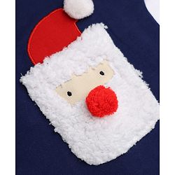 Babyhug 100% Cotton Terry Knit Full Sleeves Heavy Gauge Sweatshirt With Santa Claus Applique - Blue