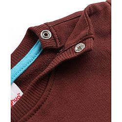 Babyhug Heavy Gauge 100% Cotton Terry Knit Full Sleeves Sweatshirt With Text & Bear Print - Dark Brown