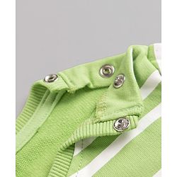 Babyhug 100% Cotton Terry Knit Striped Sweatshirt with Full Sleeves & Bear Print - Green