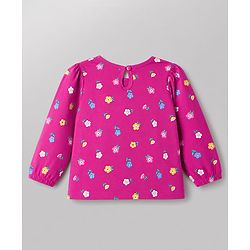 Babyhug 100% Cotton Knit Full Sleeves T-Shirts with Floral & Polka Dots Print Pack of 3 - White Pink & Purple