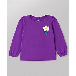 Babyhug 100% Cotton Knit Full Sleeves T-Shirts with Floral & Polka Dots Print Pack of 3 - White Pink & Purple