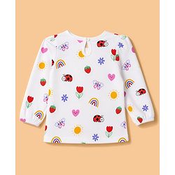 Babyhug Cotton Knit Full Sleeves Puffed T-Shirts With Rainbow & Text Print Pack Of 3 - Red & Lavender