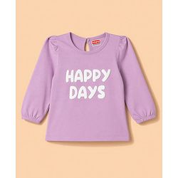 Babyhug Cotton Knit Full Sleeves Puffed T-Shirts With Rainbow & Text Print Pack Of 3 - Red & Lavender