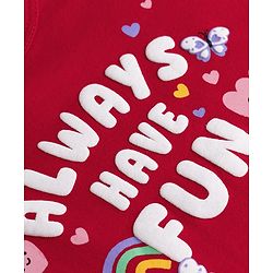 Babyhug Cotton Knit Full Sleeves Puffed T-Shirts With Rainbow & Text Print Pack Of 3 - Red & Lavender