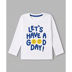 Babyhug 100% Cotton Knit Full Sleeves T-Shirts with Striped & Text Print Pack of 3 - White Blue & Red