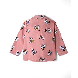 Babyhug Disney 100% Cotton Knit Full Sleeves Front Open Co- Ords Pyjama Night Suit With Mickey and Friends Disney Print - Print