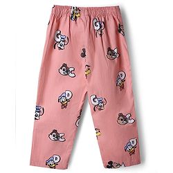 Babyhug Disney 100% Cotton Knit Full Sleeves Front Open Co- Ords Pyjama Night Suit With Mickey and Friends Disney Print - Print