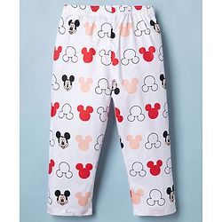 Babyhug Disney Poplin Woven Full Sleeves Co-Ords Shirt & Pyjama Night Suit with Mickey Mouse Print - White