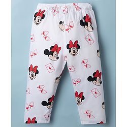 Babyhug Disney Poplin Woven Full Sleeves Co-Ords Shirt & Pyjama Night Suit with Minnie Mouse Print - White
