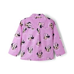 Babyhug Disney 100% Cotton Knit Full Sleeves Front Open Co- Ords Pyjama Night Suit With Mickey and Friends Disney Print -Lavender