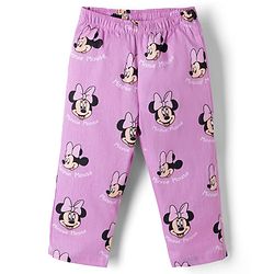 Babyhug Disney 100% Cotton Knit Full Sleeves Front Open Co- Ords Pyjama Night Suit With Mickey and Friends Disney Print -Lavender