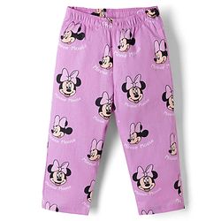 Babyhug Disney 100% Cotton Knit Full Sleeves Front Open Co- Ords Pyjama Night Suit With Mickey and Friends Disney Print -Lavender