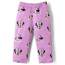 Babyhug Disney 100% Cotton Knit Full Sleeves Front Open Co- Ords Pyjama Night Suit With Mickey and Friends Disney Print -Lavender