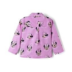 Babyhug Disney 100% Cotton Knit Full Sleeves Front Open Co- Ords Pyjama Night Suit With Mickey and Friends Disney Print -Lavender