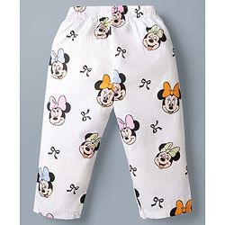 Babyhug Poplin Woven Full Sleeves Co-Ords Shirt & Pyjama Night Suit with Minnie Mouse Print - White