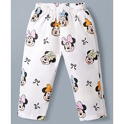 Babyhug Poplin Woven Full Sleeves Co-Ords Shirt & Pyjama Night Suit with Minnie Mouse Print - White